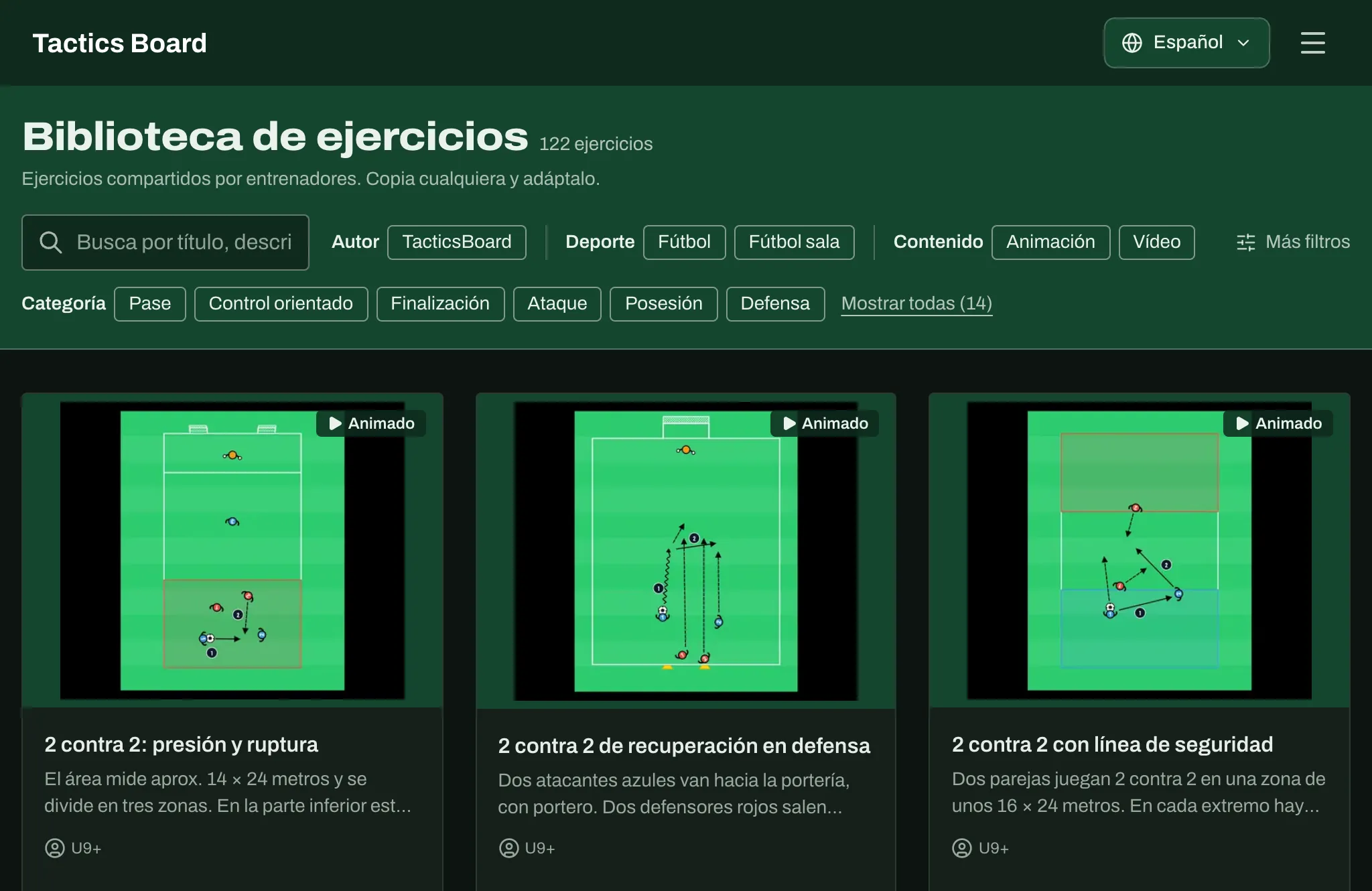 The drill library in Spanish: Biblioteca de ejercicios, 122 ejercicios