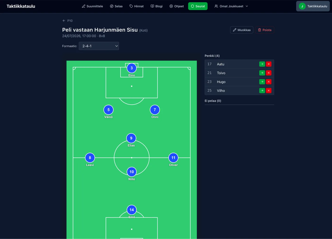 Match lineup — TacticsBoard