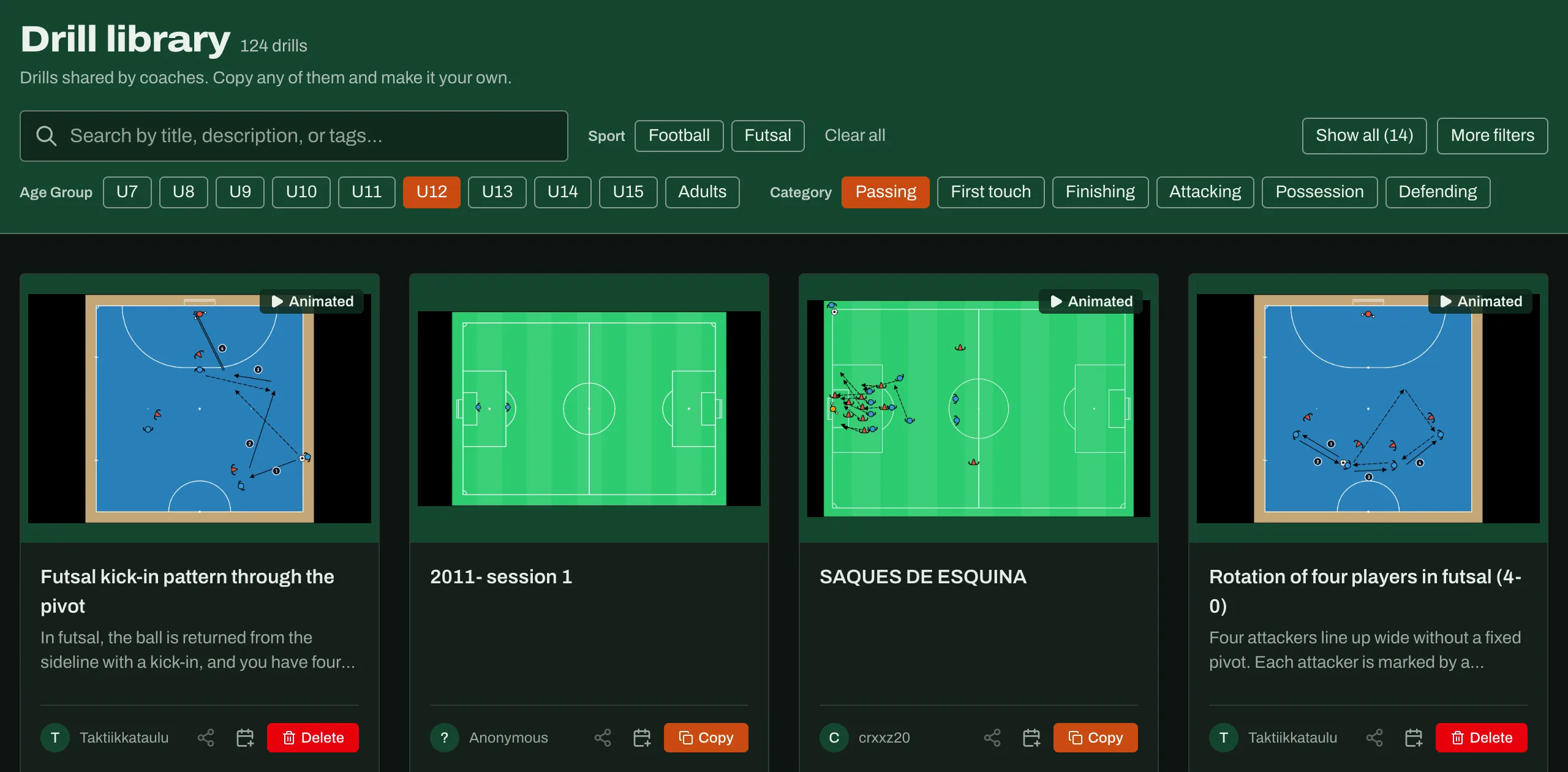 Library filter chips: age groups and categories