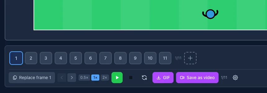 Frame strip and playback controls on the animation tab — TacticsBoard