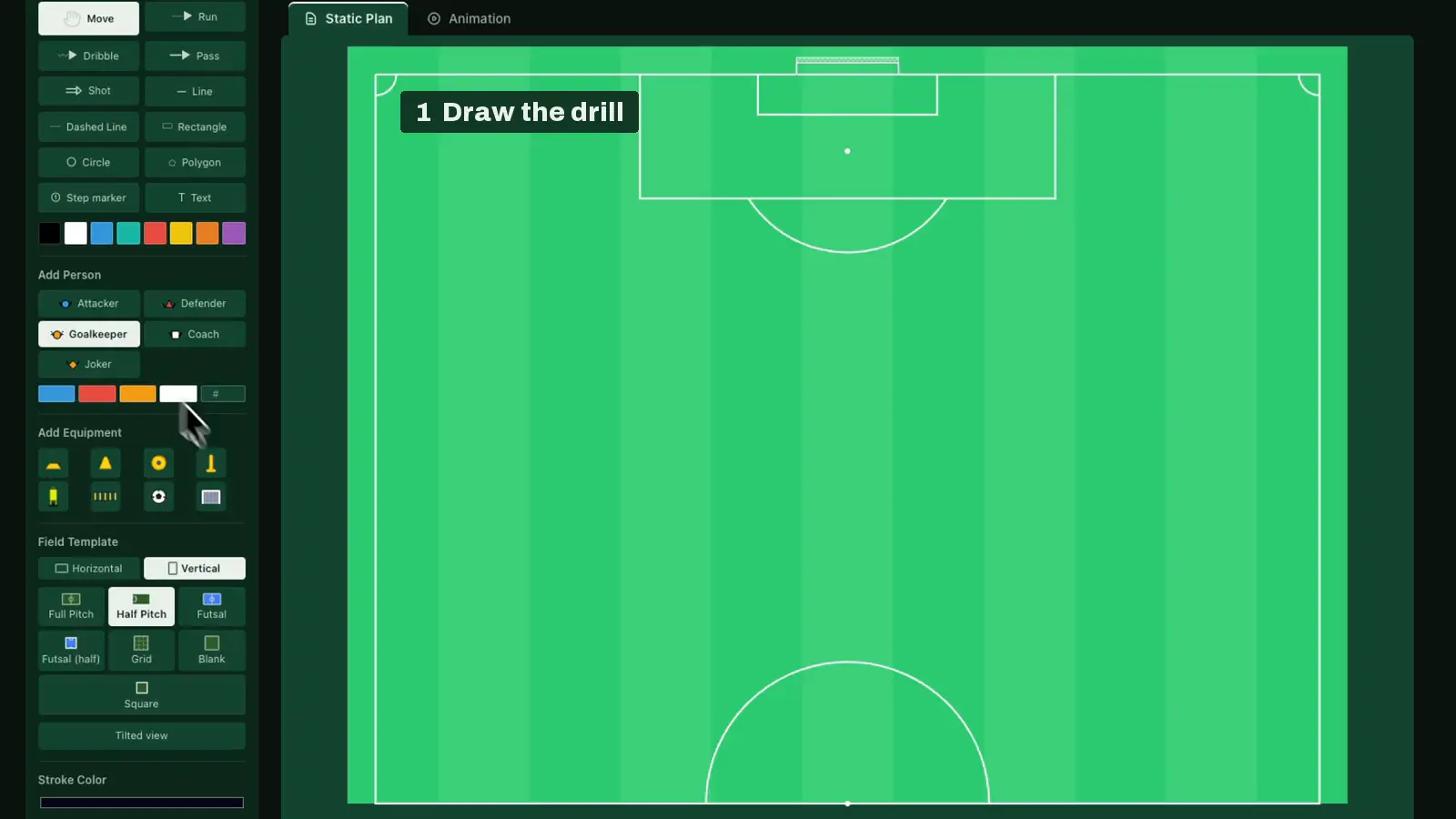 Drawing and animating a drill on the tactics board
